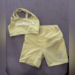Peloton‎ Light Yellow Activewear Set biker shorts sports bra Set